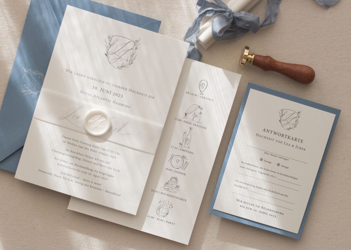 Hochzeitspapeterie von Lea und Jurek im Überblick